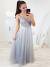 A Line Scoop Beadings Tulle Prom Dress LBQ3928